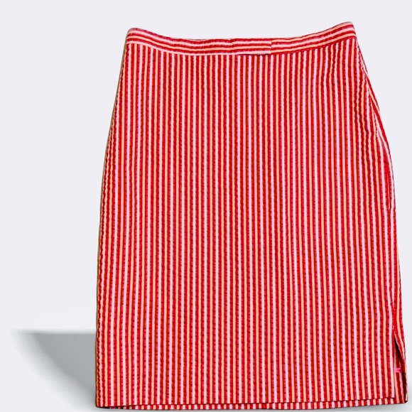 Club Monaco Seersucker Skirt Red & White Striped Vintage Mini Above Knee Preppy - Picture 1 of 6